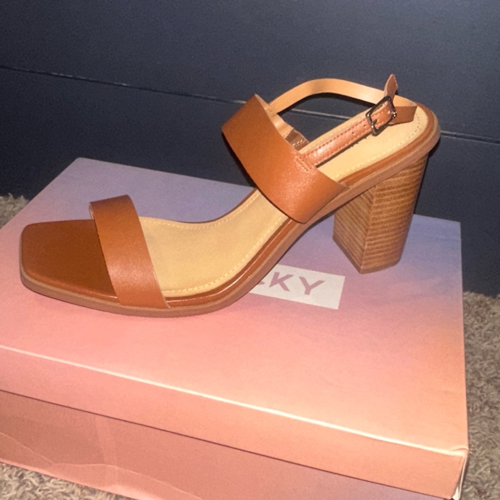 Sky Tan Block Heel Sandals